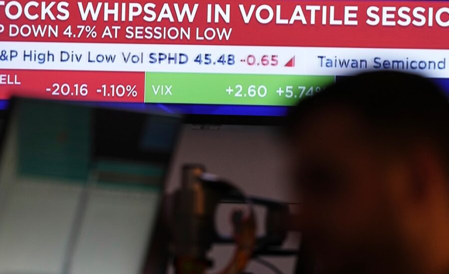 US stock market sinks lower after wild swings over Trump’s tariff plans