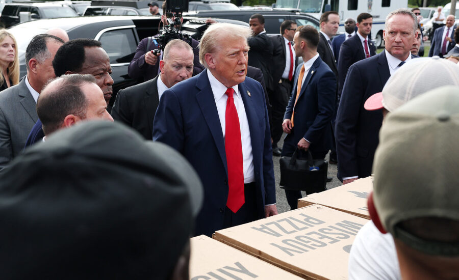 Trump’s planned D.C. patrol turned into a pizza delivery. The symbolism was fitting.