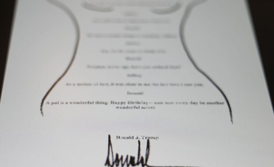 Trump note to Epstein that he denies signing is released by Congress