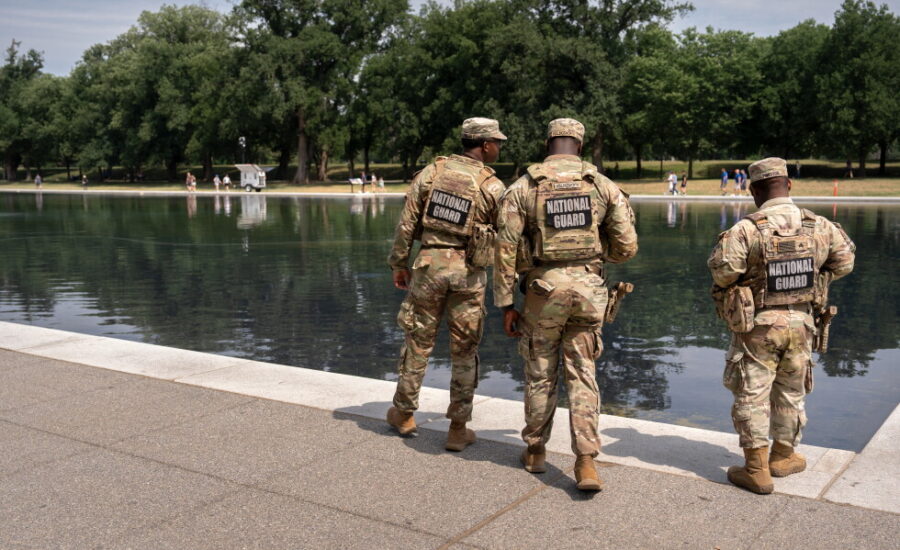 National Guard and Park Police patrol as coating peels…